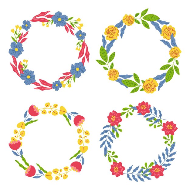 Free vector floral wreaths collection