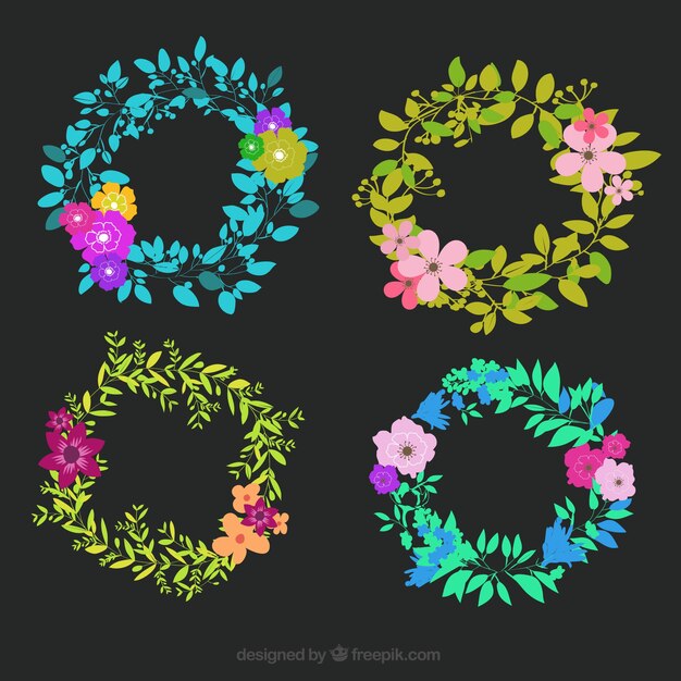 Floral wreaths with different colors