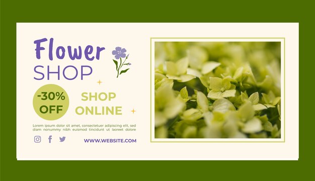 Florist horizontal sale banner template
