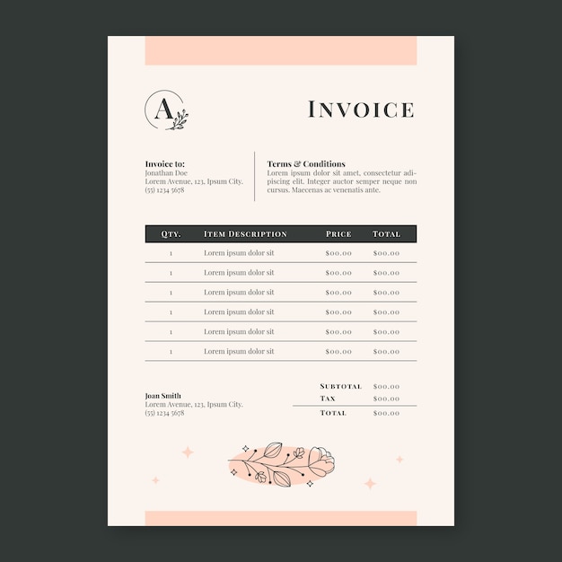 Free vector florist invoice template