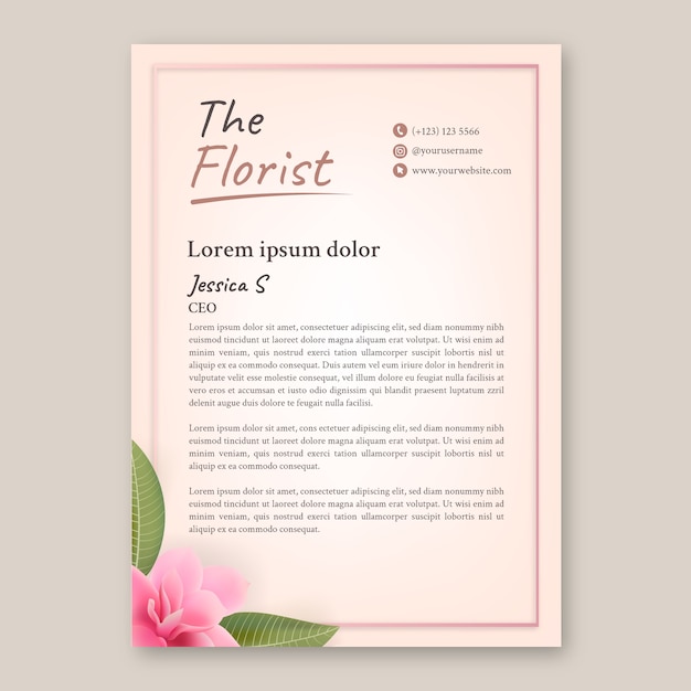 Free vector florist letterhead template design