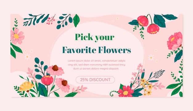 Бесплатное векторное изображение Дизайн шаблона баннера флористической распродажи