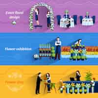 Free vector florist shop service flat banners set