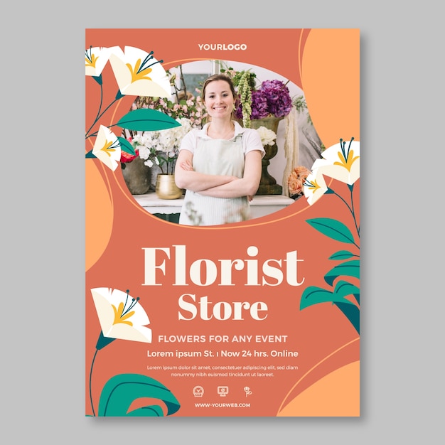 Free vector florist vertical poster template