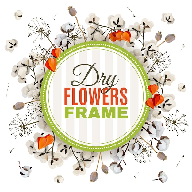 Free vector floristic background with dry flowers frame