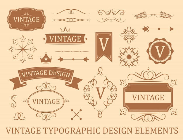 Flourish vintage flat badges set