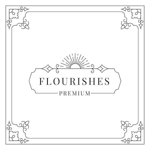 Flourishes vintage ornament frame illustration