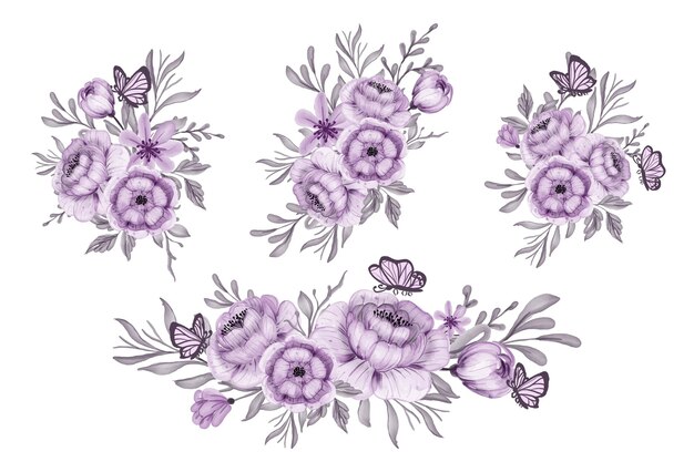 Flower arrangement and bouquet of beautiful purple flower