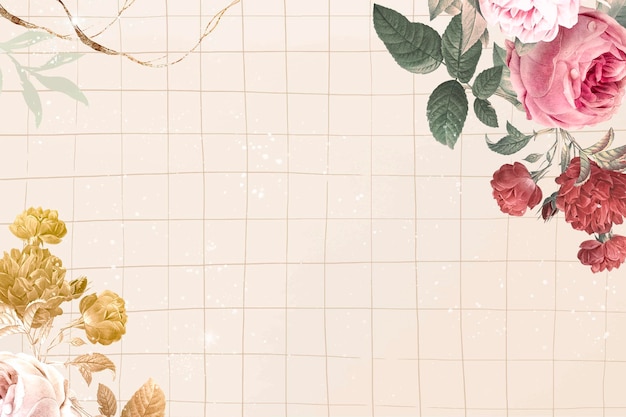 Free vector flower background aesthetic border vector, remixed from vintage public domain images