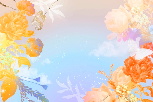 Free Vector flower background aesthetic border vector, remixed from vintage public domain images