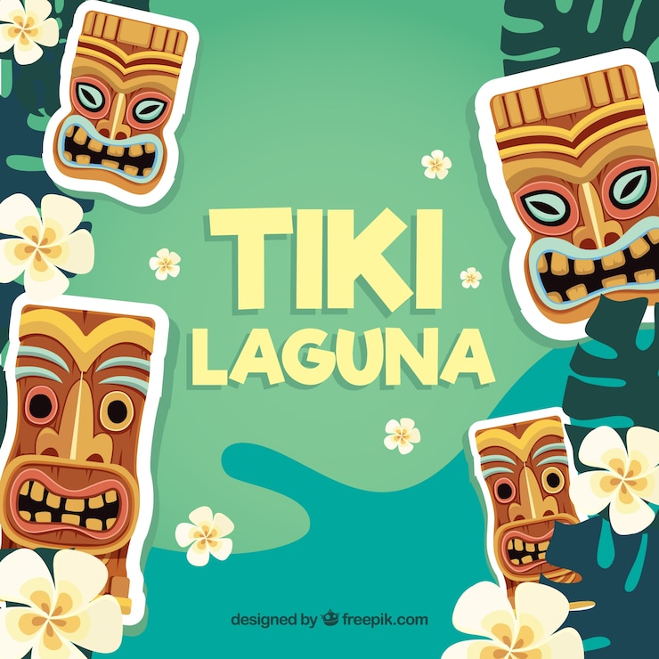 Free Vector flower background and tiki masks