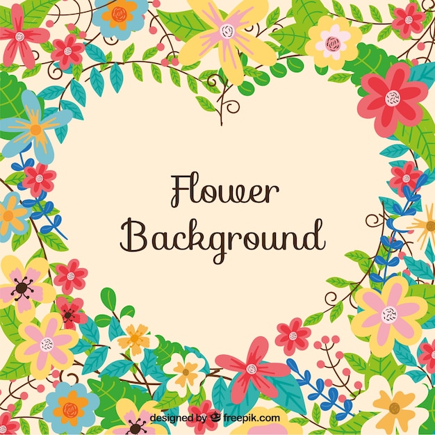 Flower background with a heart