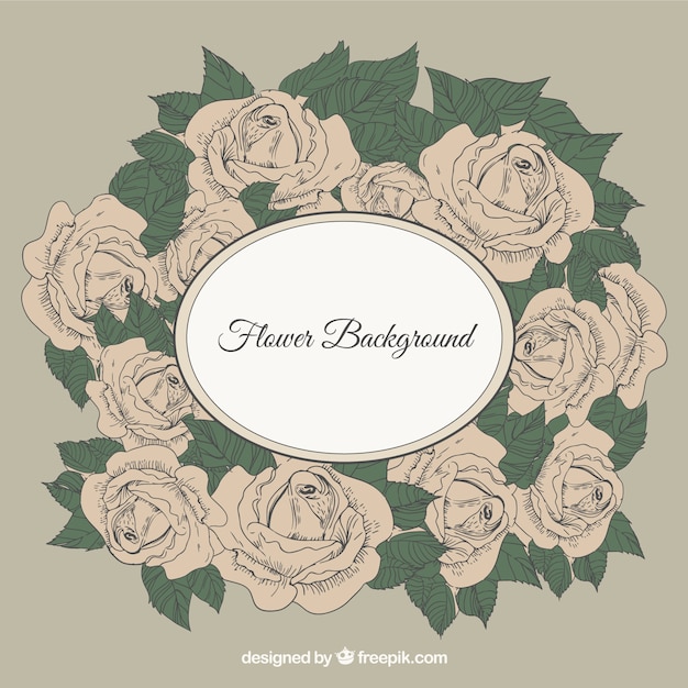 Free vector flower background with retro frame