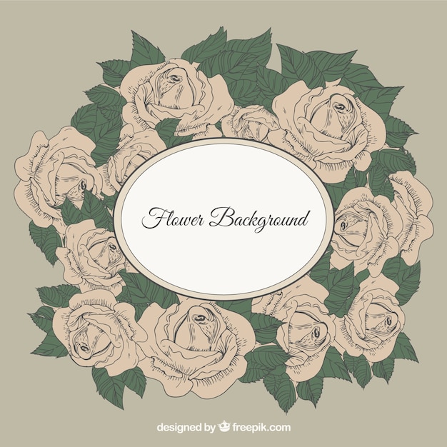 Flower background with retro frame