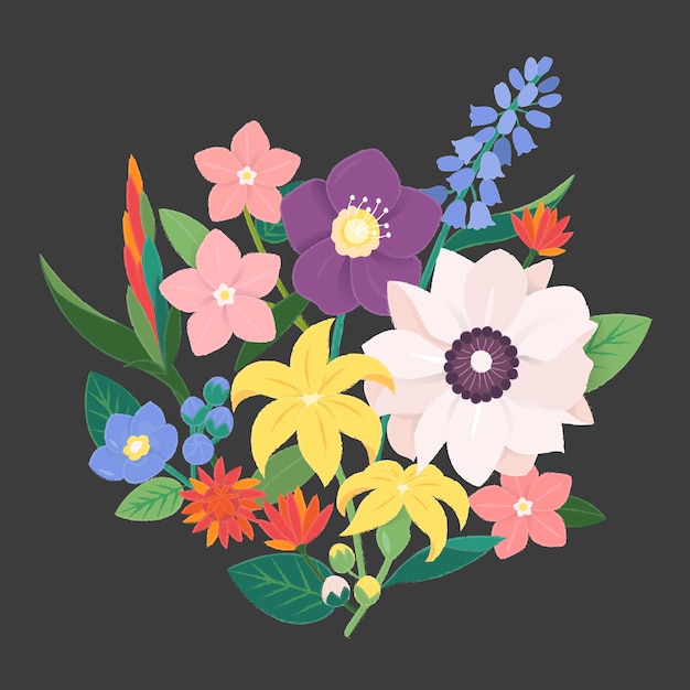 Бесплатное векторное изображение Цветочная расцветка винтажная коллекция украшений