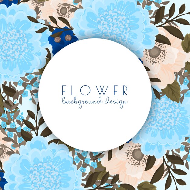 Flower border template light blue flowers