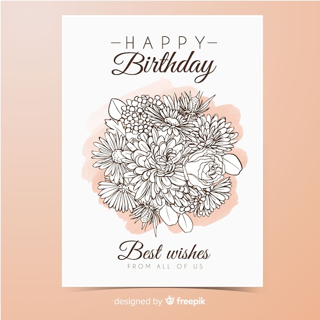 Free vector flower bouquet birthday invitation
