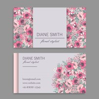 Flower business cards pink flowers