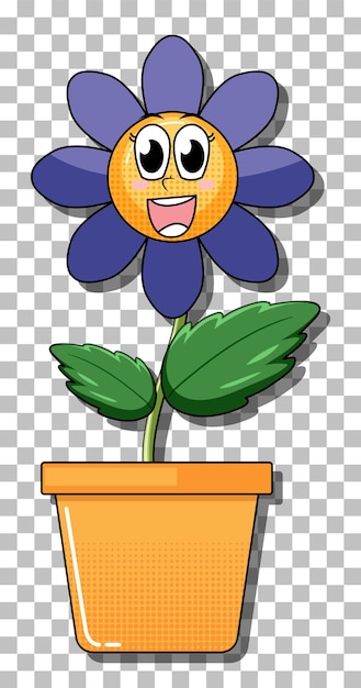 Free vector flower cartoon character in pot