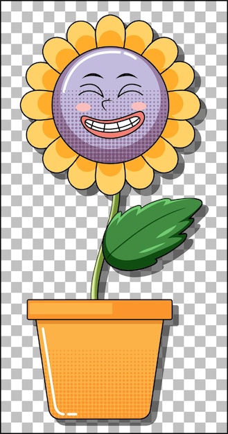 Free vector flower cartoon character in pot