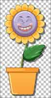 Free vector flower cartoon character in pot