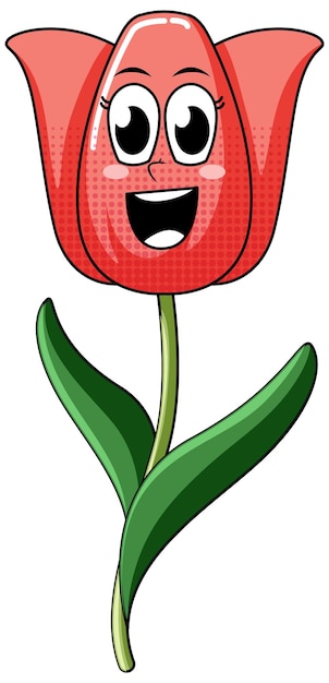 A flower cartoon character on white background