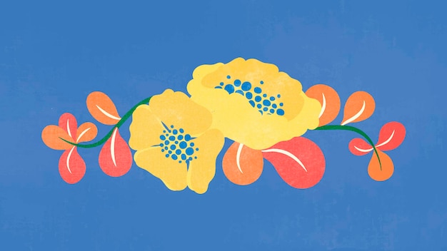 Flower divider, pink flat design sticker vector illustration