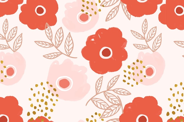 Free vector flower doodle pattern botanical background