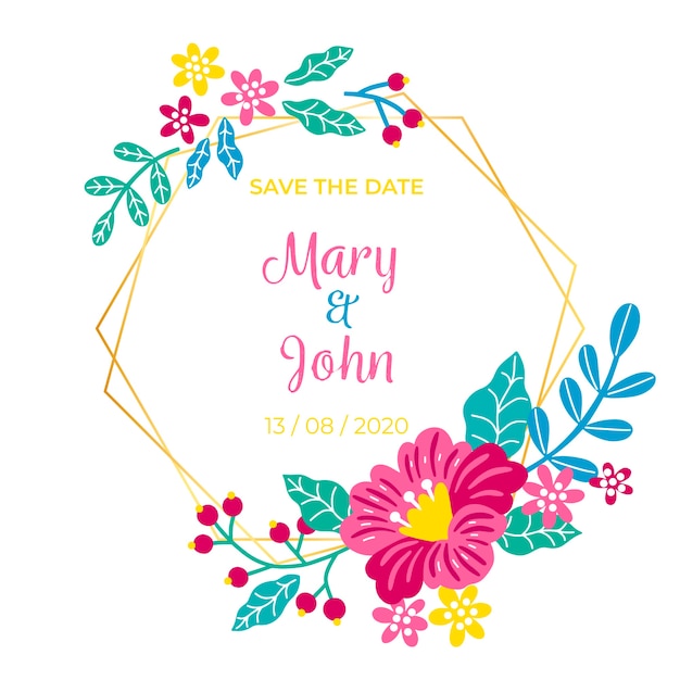 Free vector flower frame design for wedding event