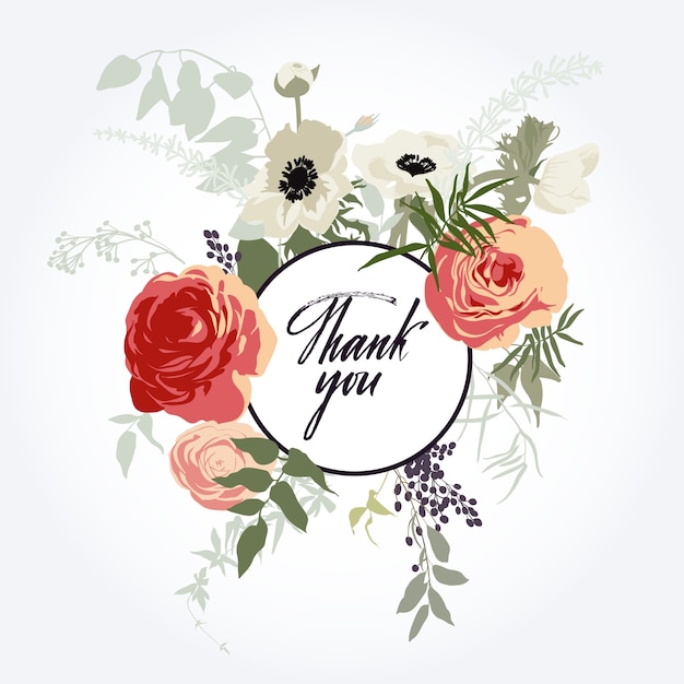 Free vector flower frame. thank you card