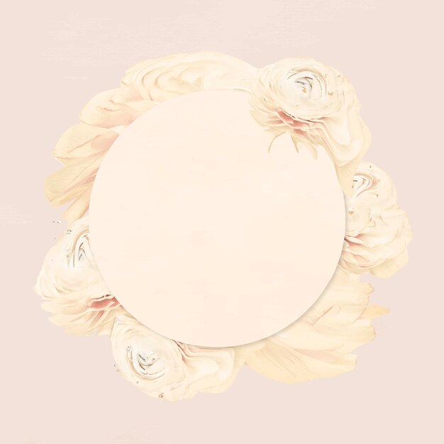 Flower frame vector, beige buttercup abstract art