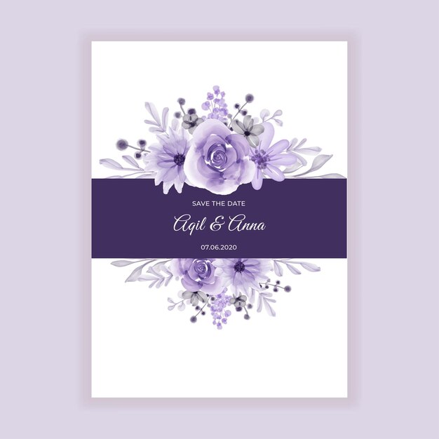Цветочная рамка с мягкими фиолетовыми цветами акварель