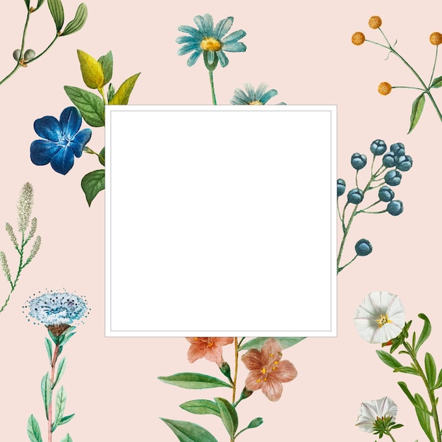 Flower and fruit frame vector with design space