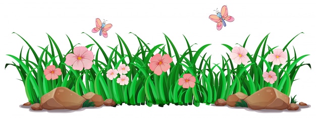 Free vector flower and grass for decor