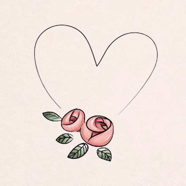 Наклейка с цветочным сердцем в рамке, день святого валентина клипарт в розовом векторе