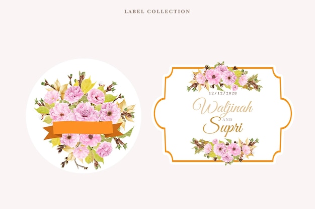 Free vector flower label image in vintage design