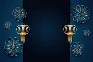 Free vector flower and lantern on traditional chinese blue
