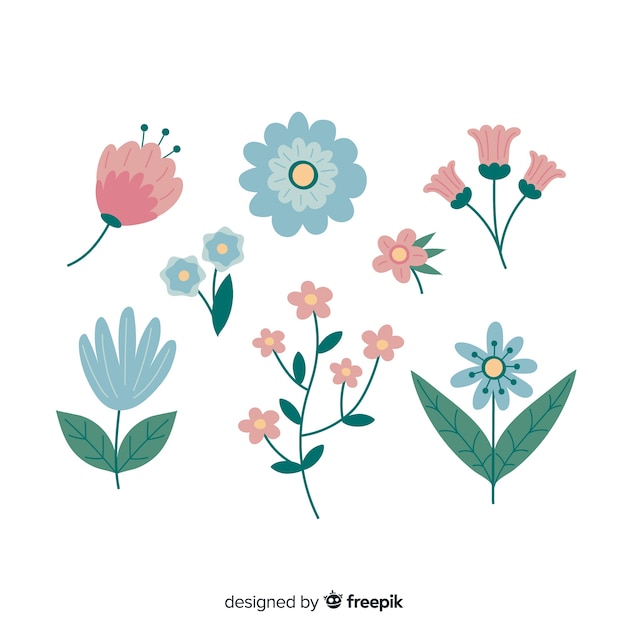 Free vector flower and leaf collection