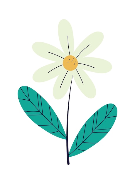 Free vector flower and leaf icon isolated style