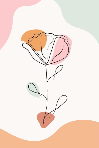 Flower line art vector design for print