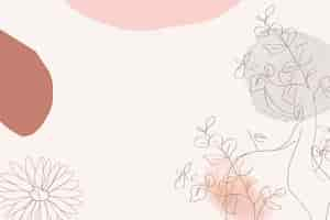 Free vector flower memphis line art abstract background vector,  feminine aesthetics