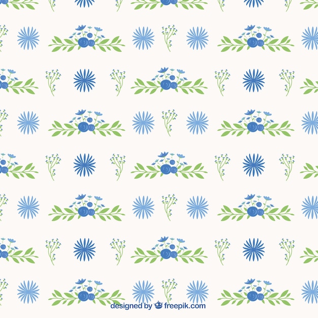 無料ベクター 花のパターンと手描きの葉