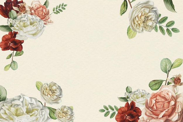 Free vector flower pattern on beige background vector template