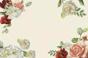 Free vector flower pattern on beige background vector template