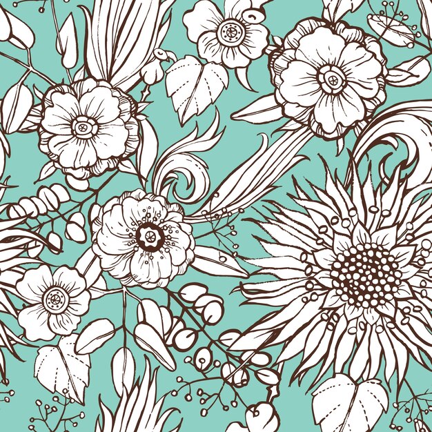 Flower pattern on blue background