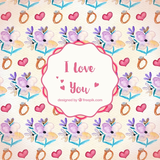 Free vector flower pattern and watercolor rings