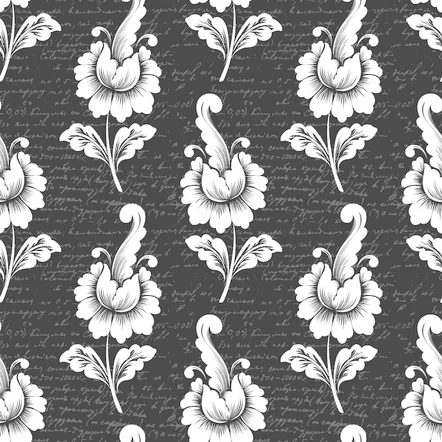 Free vector flower pattern with ancient text. classical luxury old fashioned floral pattern.