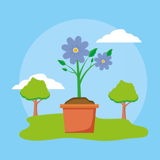 Free vector flower in pot