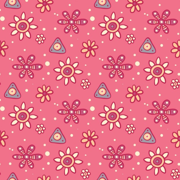 Free vector flower's pattern in hand drawn style