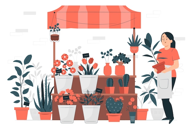 Free vector flower stand concept illustration